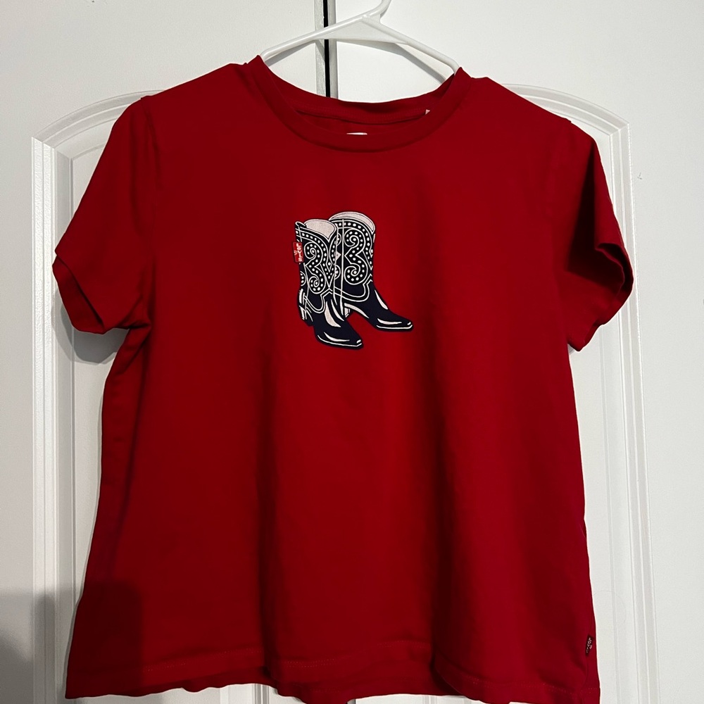 Levi's Red Short Sleeve Tee with Boot Design
